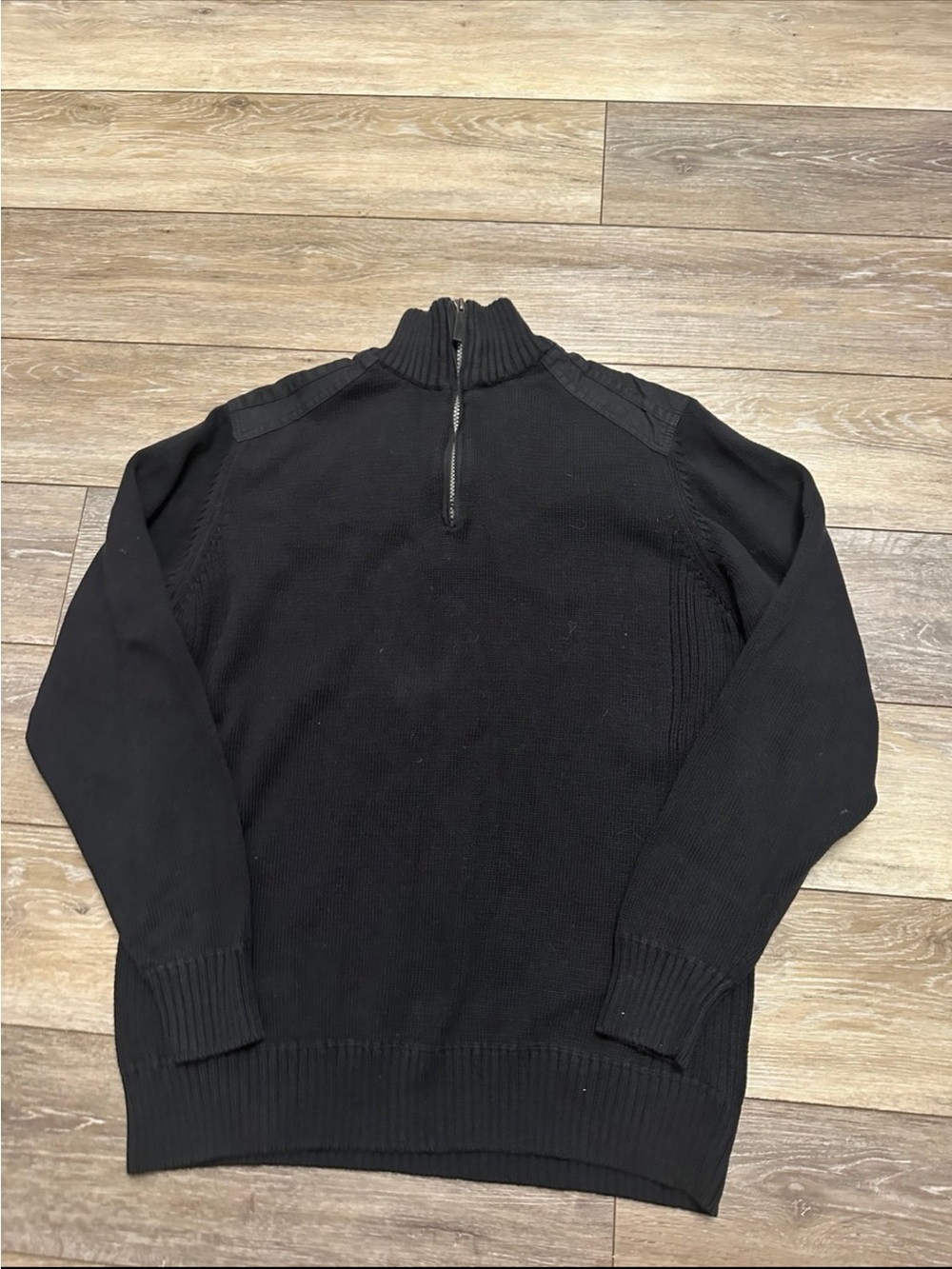 Oscar De La Renta Black 1/4 Zip Pullover Knit Sweater Medium